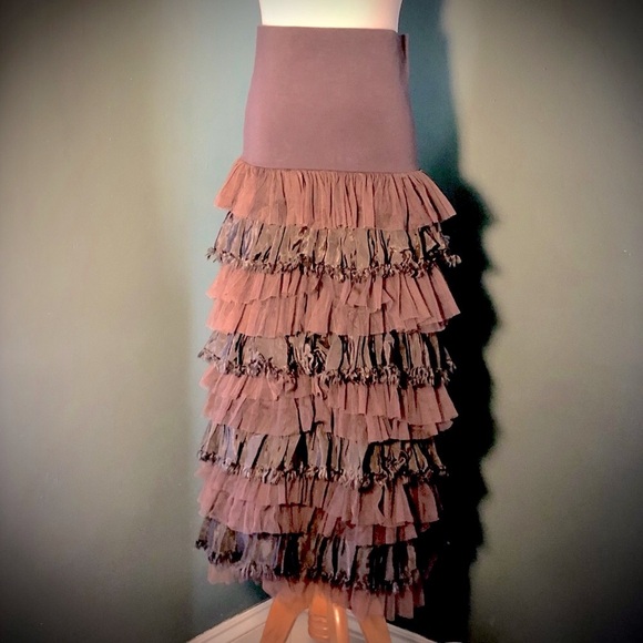 Rare frayed fabric and tulle skirt/ dress Free people